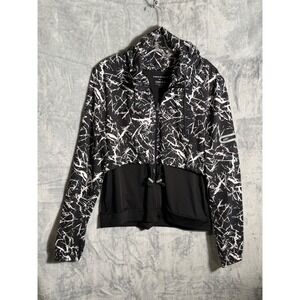FORM+FOCUS Black Abstract Print Cropped tiered athletic Jacket Women's M L